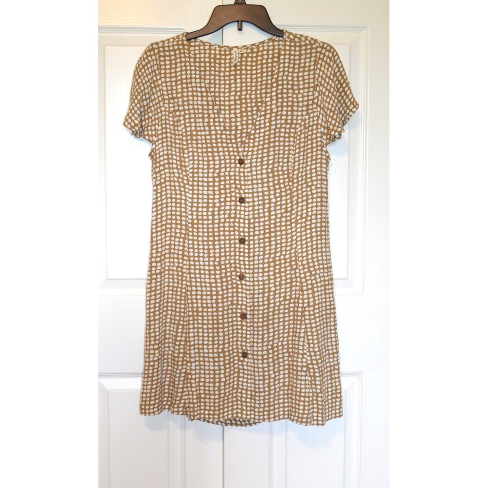 Ripcurl Dress‎ Women's S Brown Polka Dot  Button Front Short Sleeves